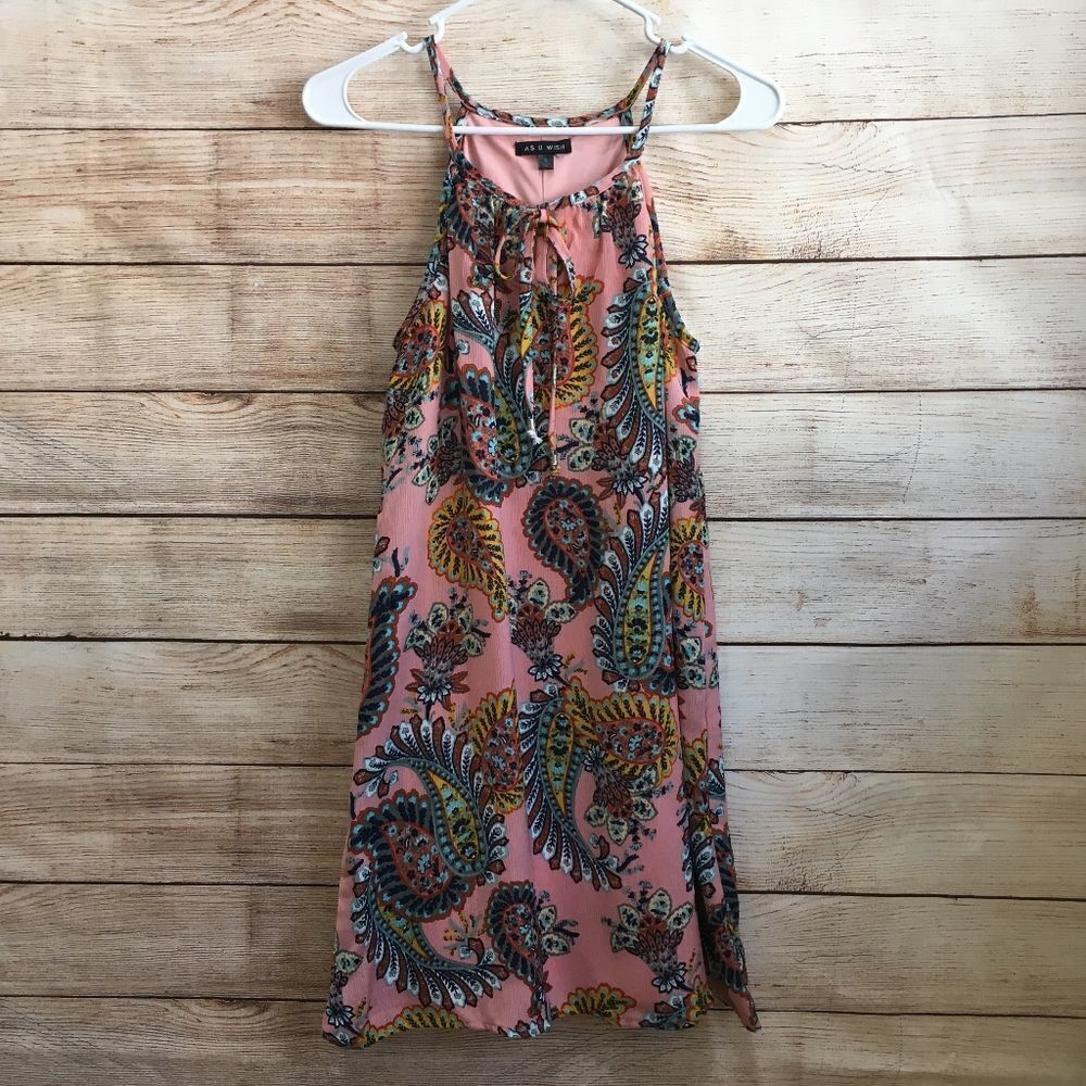AS U WISH DRESS IN CORAL PAISLEY PRINT